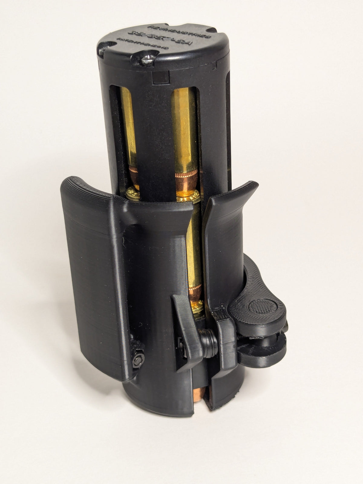 Speedloader pouch with Rev Industries high capacity speedloader seated